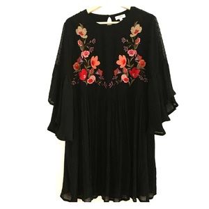 Umgee bell sleeve embroidered chiffon dress